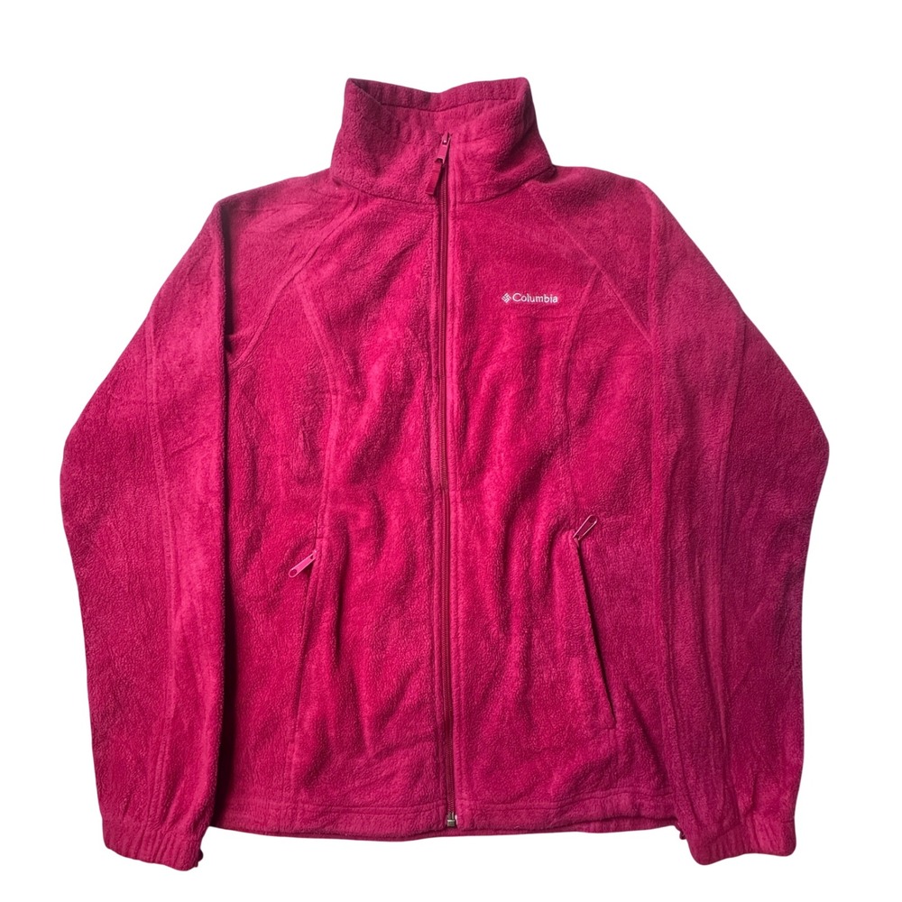 Columbia Fleece Jacket Womens Medium Benton Springs XL1245 Pink Full Zip EXCL